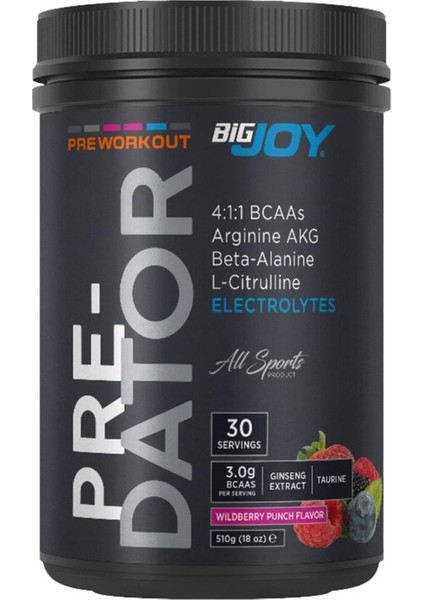 Predator Pre-Workout Orman Meyve Aromalı 510g Preworkout Güç Ve Performans Aminoasit