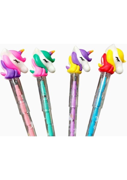 EC Shop Sevgi Kırtasiye Unicorn Başlıklı Yumurtlayan Kurşun Kalem 4 Lü Set Unicorn Face