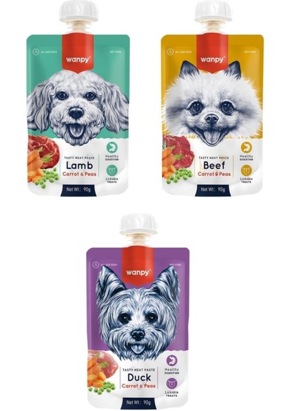 3 Çeşit Karma Taze Köpek Et Ezmesi 90 gr. x 3 Adet