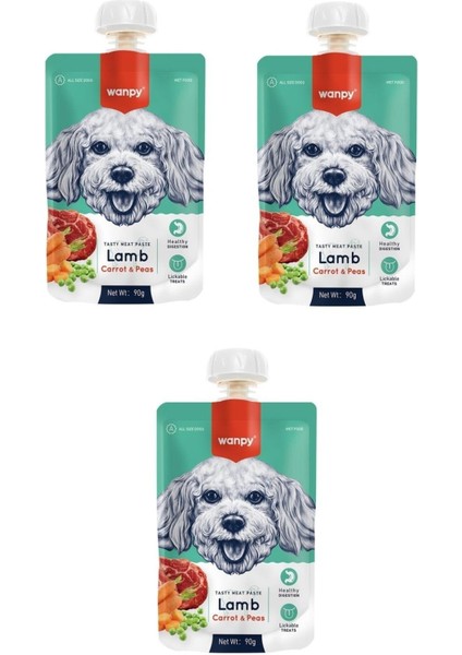 Taze Kuzu Etli & Havuçlu Köpek Et Ezmesi 90 gr. x 3 Adet