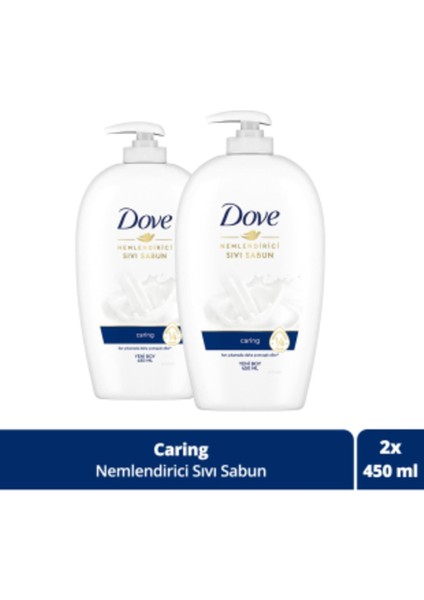 Nemlendirici Sıvı Sabun Caring 1/4 Nemlendirici Krem Etkili 450 Ml X2 Adet