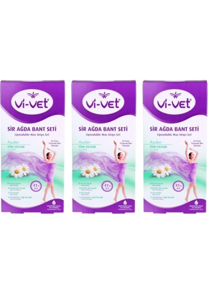 Vivet Sir Ağda Bant Seti 41'li Azulen x 3 Adet Liposoluble Wax Strips Set Azulen x 3 Pieces