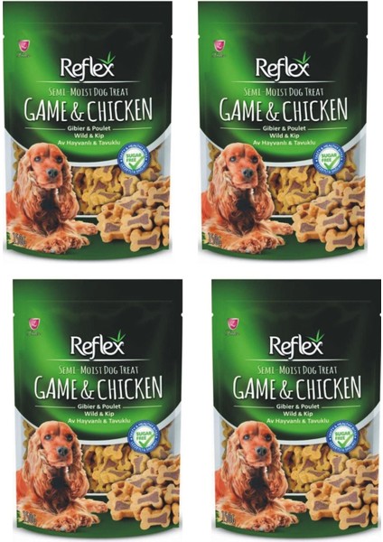 Tavuklu ve Av Hayvanlı Semi Moist Köpek Ödül Maması 4X150grAM
