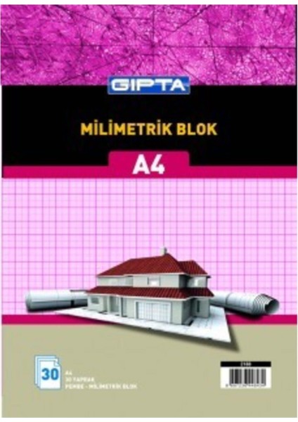 Milimetrik Tel Dikişli Bristol Kapak Blok Pembe A4 30 Yaprak