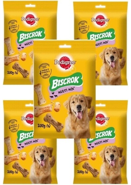 Pedigre Biscrok Multi Mix 200gr x 5 Paket Köpek Ödül Bisküvi Köpek Ödül Maması