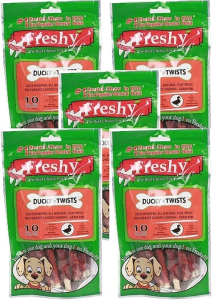 Ducky Twists - Ördek Kaplı Sütlü Burgru Köpek Ödülü 90 gr-10 Çubuk 5li Paket(Ekonomik Paket)