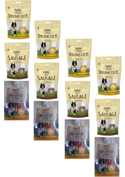 Kurutulmuş Karışık Drumstick-Sausagre-Wrapped Köpek Ödülü 80 gr (12 Adet)