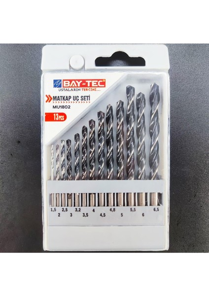 Bay-Tec Hss Matkap Uçları 13 Parça Profesyonel Set Metal Delme
