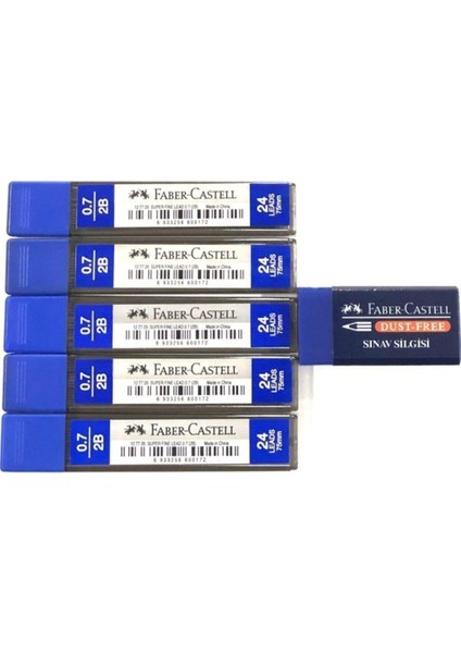Faber Castell Faber-Castell 0.7 Uç 5 Li Paket + Orta Boy Sınav Silgisi