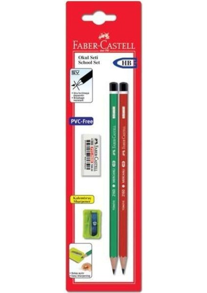 Faber Castell Okul Seti 2 Kurşun Kalem+Silgi+Kalem Traş