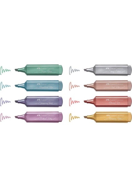 Faber Castell 8 Renk Metalik Fosforlu Kalem 2021 modelleri