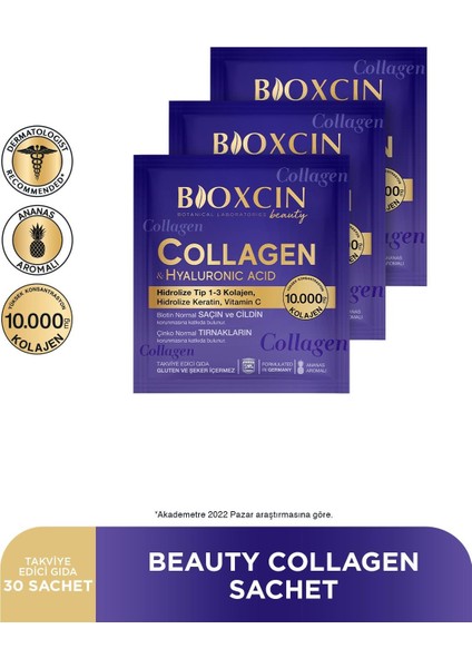 Beauty Collagen Toz 30 Saşe X 10.000 Mg Tip 1 - Tip 3 Hidrolize - Keratin