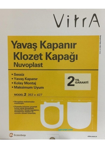 VitrA Yavaş Kapanır Amortisörlü Ses Yok Klozet Kapağı 2 (121-003-909)