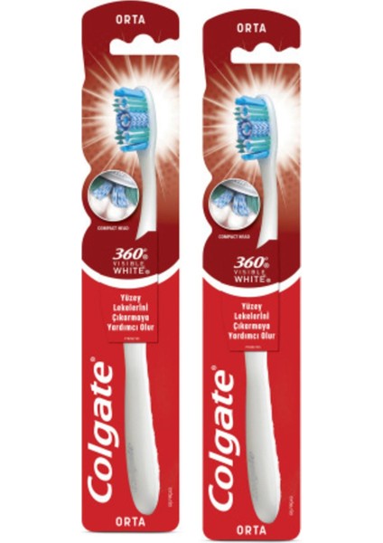 360 Visible White Orta Diş Fırçası X 2 Adet