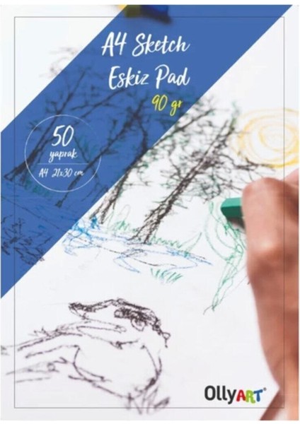Ollyart Spiralli Eskiz Blok A4 50 Yaprak 90 gr