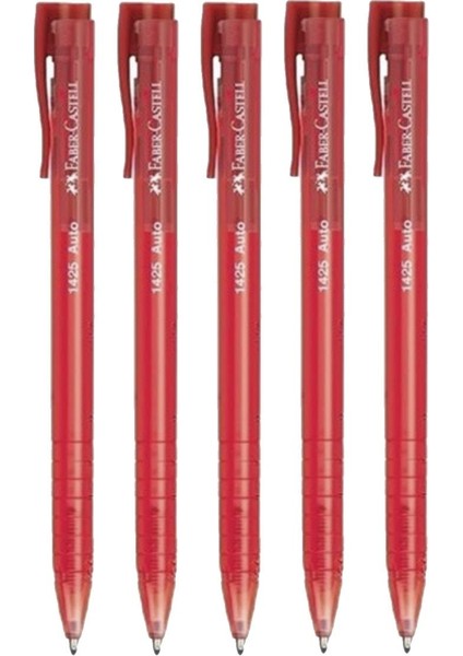 Faber Castell 1425 Auto Kırmızı Tükenmez Kalem 5'li Set FABER-1425