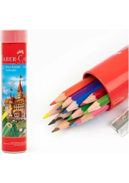 Faber Castell 12 Renk Metal Tüp Kuru Boya Kalemi