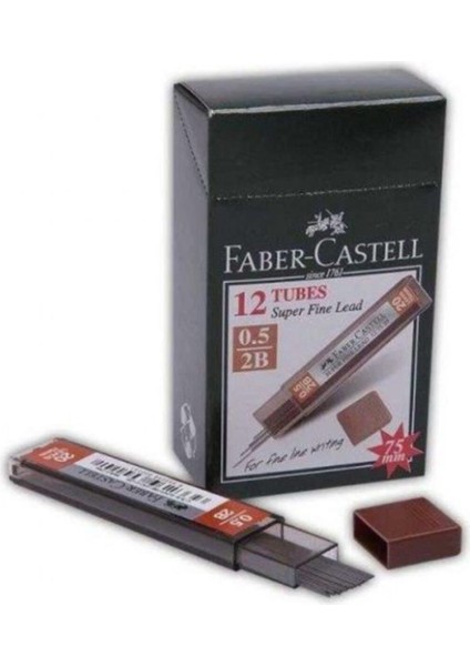 Faber Castel Faber-Castell Super Fine Min Kalem Uçu Siyah 0.5 mm 2b * 12 Adet