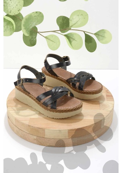 Siyah Leather Kadın Sandalet K05197003703