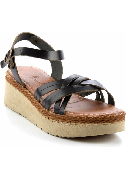 Siyah Leather Kadın Sandalet K05197003703
