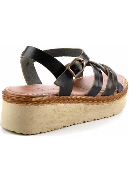 Siyah Leather Kadın Sandalet K05197003703 fırsatları