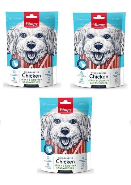 Köpek Ödülü Tavuk ve Morina Balıklı 100 gr. x 3 Adet Wanpy