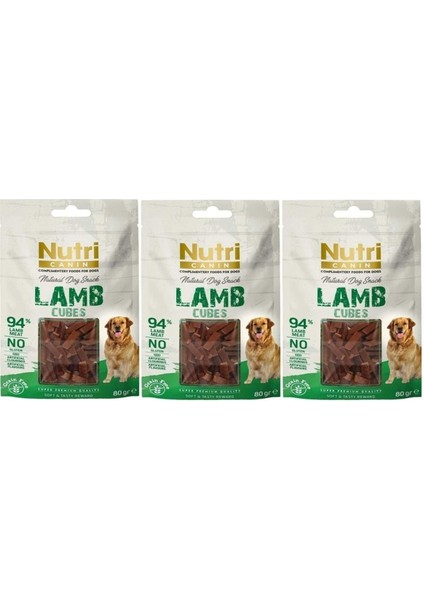 Nutri Canine Nutri Canin Lamb Cubes Tahılsız Kuzu Küpleri Köpek Ödülü 80gr 3 Adet