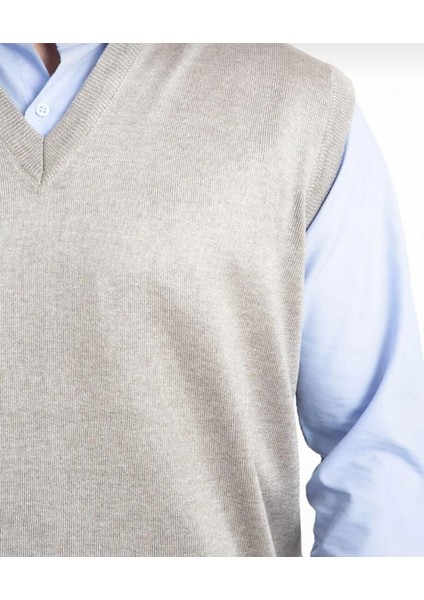 Rkek V Yaka Ince Yün Triko Örgü Tüylenmez Baba Süveter