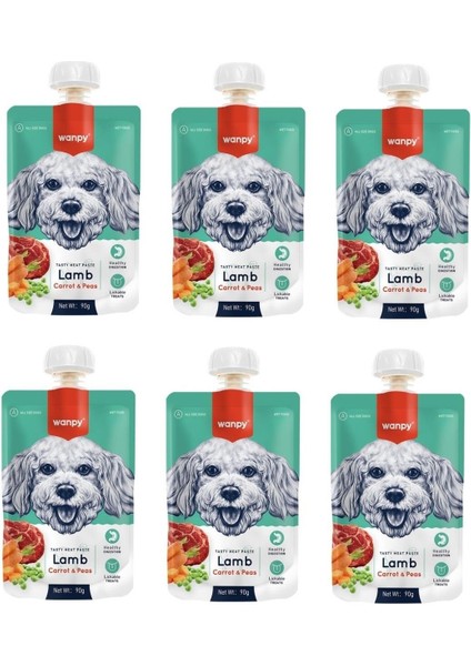 Taze Kuzu Etli & Havuçlu Köpek Et Ezmesi 90 gr. x 6 Adet