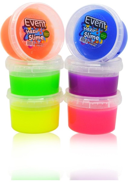 Event 6 Renk Neon Fosforlu Hazır Slime - Hazır Slaym Oyunu 6X170GR Toplam 1020GR Event Fosforlu Slime Hazır