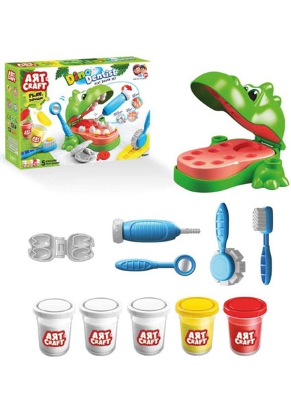 Dede Dişçi Dino Oyun Hamur Seti +3 Yaş 5 Farklı Renk