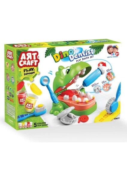 Dede Dişçi Dino Oyun Hamur Seti +3 Yaş 5 Farklı Renk