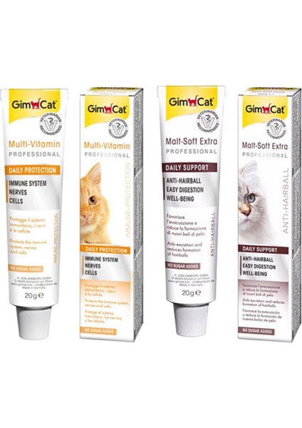 grimcat Malt Soft Extra 20 gr ve Multi-Vitamin 20 gr Kedi Macunu