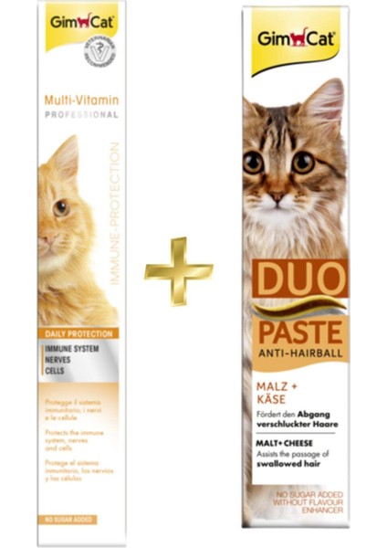 grimcat Multivitamin Paste 100gr + Duo Paste Peynirli Malt Kedi Macunu 50 gr