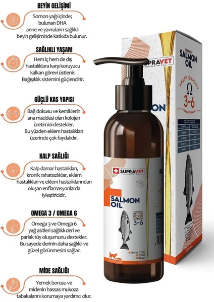 Salmon Oil Cats And Dogrs 200 ml Doğal Kedi Köpek Norveç Somon Yağı