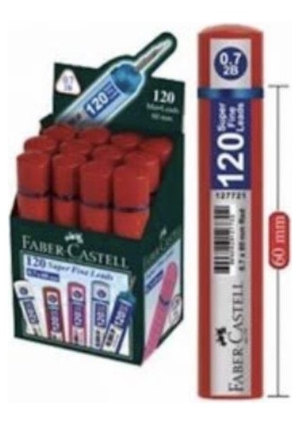 Faber Castell Kırmızı Tüp 120LI Min 0,7 2b 60MM (1 Adet 12’li Paket)