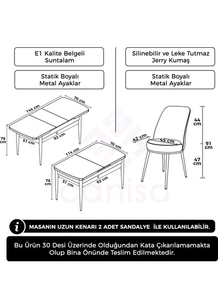 Concept Kor Serisi, 70X114 Açılabilir Mutfak Masa Takımı, Siyah Mermer Masa ve 4 Sandalye