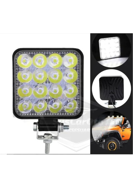 12V-24V Kare Çalışma Lambası 16 LED Off Road Lamba Uyumlu