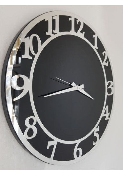 Silver Matris Black Model Gümüş Siyah Renk 50 Cm Dekoratif Aynalı Duvar Saati fiyatları