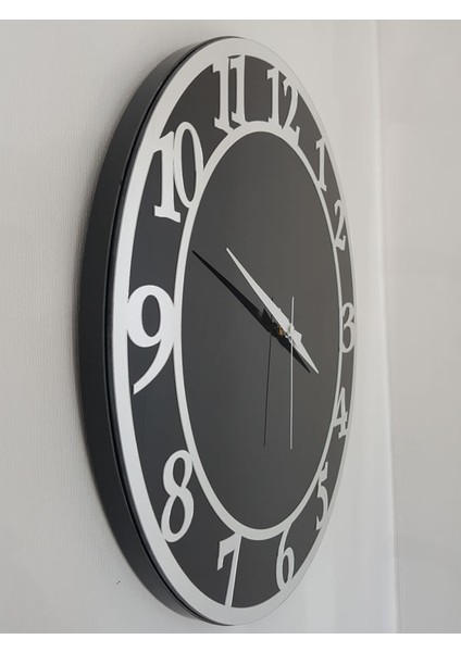 Silver Matris Black Model Gümüş Siyah Renk 50 Cm Dekoratif Aynalı Duvar Saati fırsatları