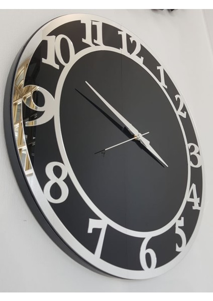 Silver Matris Black Model Gümüş Siyah Renk 50 Cm Dekoratif Aynalı Duvar Saati indirimleri