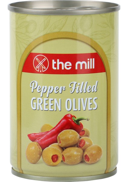 The Mill Biber Dolgulu Yeşil Zeytin Teneke Süzme Ağırlık: 100 g 361-400 Adet/kg  Çekirdeksiz