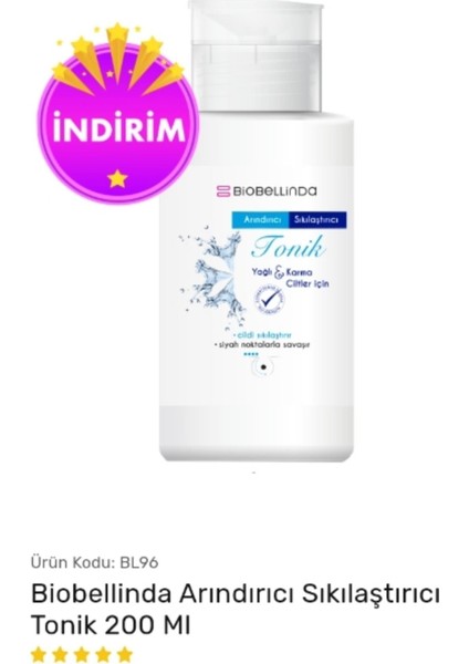 Arındırıcı Sıkılaştırıcı Tonik 200 ml +Cildi Yatıştıran ve Nefes Almasını Sağlayan Özel Formül