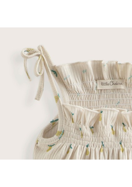 Pear Baskılı Fırfırlı Tulum Bej fiyatları