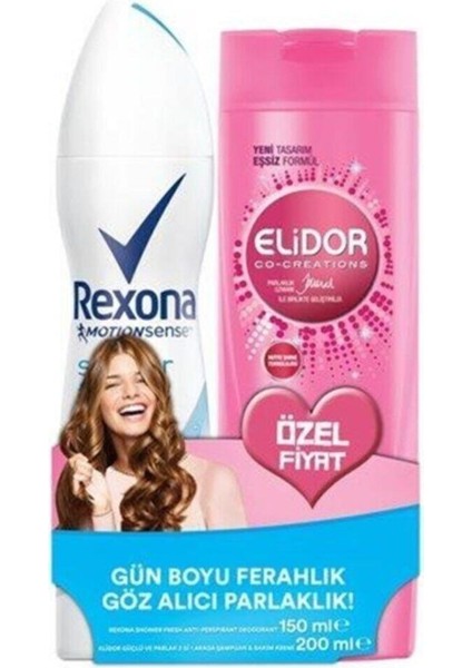 Deodorant Women Shower Fresh 150 ml + Elidorgüçlü ve Parlak Şampuan 200 ml