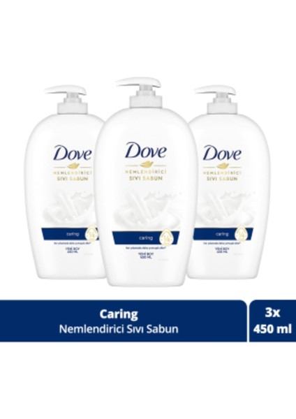 Nemlendirici Sıvı Sabun Caring 1/4 Nemlendirici Krem Etkili 450 Ml X3 Adet