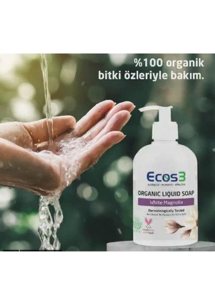 Organik Sıvı Sabun Beyaz Manolya 500 Ml (3 Adet)