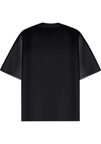 Abluka Online Kuş Baskılı Oversize T-Shirt Siyah