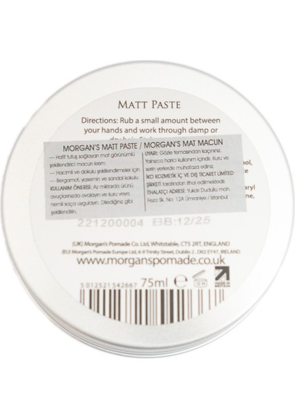 Matt Paste Styling Cream - Doğal Mat Bitiş Şekillendirici Krem 75 ml