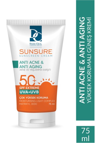 Sunsure Anti Akneli Cilt Güneş Kremi Serisi 75 ml